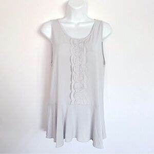 NWT Banana Republic Dove Gray Ruffled Sleeveless Tank Top